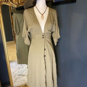 Sage colored forever, 21 button down midi dress